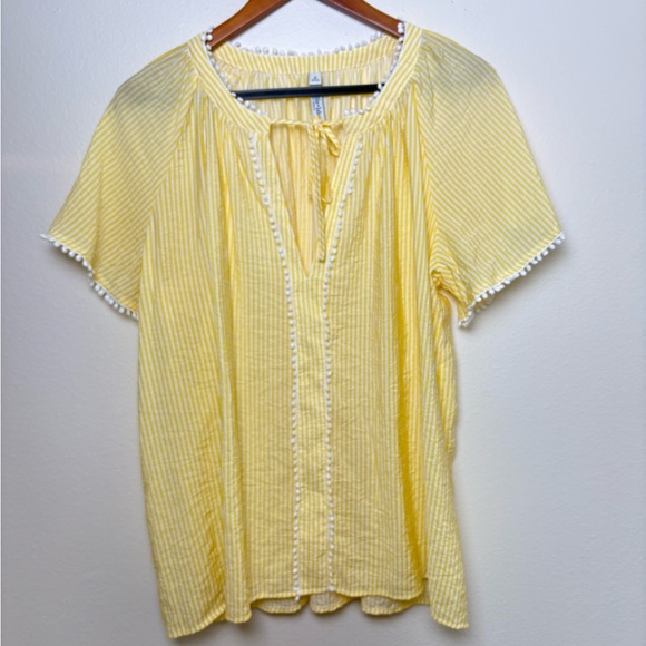 Torrid Belle Isle Popover Top Yellow Stripe - Picture 3 of 6